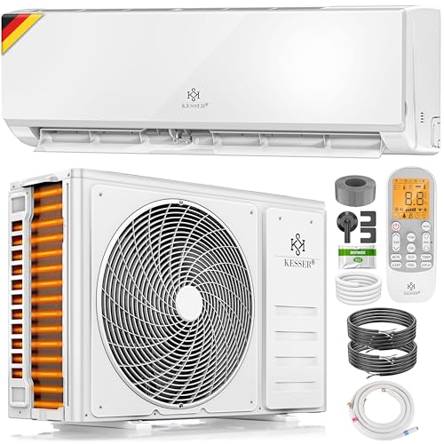 KESSER® Klimaanlage Set Split - mit WiFi/App Funktion Klimagerät - Kühlen A++/ Heizen A+ -12000 BTU/h (3.400 Watt) Kältemittel R32 - Fernbedienung, Timerfunktion - Inkl. komplettem Montagematerial