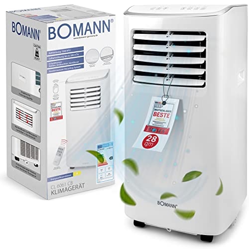 Bomann® Klimaanlage, 3in1 Klimagerät zum Kühlen, Entfeuchten und Ventilieren, mobiles Klimagerät leise mit 7.000 BTU Kühlleistung, Mobile Klimaanlage mit Abluftschlauch und Timer, CL 6061 CB, Weiß