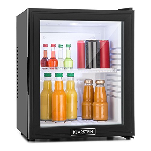 Klarstein MKS-13 Mini Kühlschrank - höhenverstellbarer kleiner Kühlschrank, Minikühlschrank mit Glastür, leiser Betrieb, 1 Regaleinschub, 30 Liter, schwarz