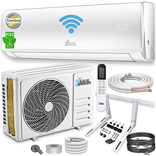 Kältebringer Split Klimaanlage - 12000 BTU (3,4 kW) - Klimagerät mit Heizfunktion, WiFi & App, bis 55qm, sehr leise - Set mit 5m Kupferleitung, Kältemittel R32, Montagematerial, Wandhalterung