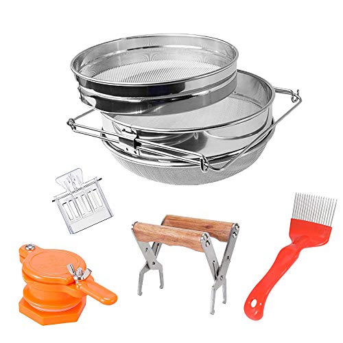 KEXMY Edelstahl-Honigsieb Doppelsieb für Bienenzucht Beekeeping Tool Set of 5