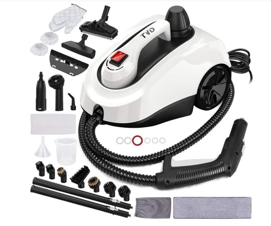 TVD Dampfreiniger, polsterreiniger gerät, Dampfreiniger mit 5 m extra langem Netzkabel für Bodendampfer, Ofen, Teppich, Sofa, Polster, Badezimmer