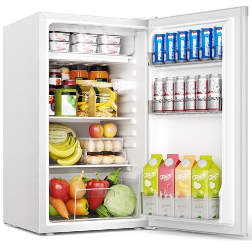 EUHOMY 91L Mini Kühlschrank mit Gefrierfach & Gemüsefach (82L+8L) | 38dB Ultra-Leiser Kühlschrank klein für Schlafzimmer/Büro | 7-Stufen Thermostat, Energieeffizien | 44.5x50x79cm Weiß